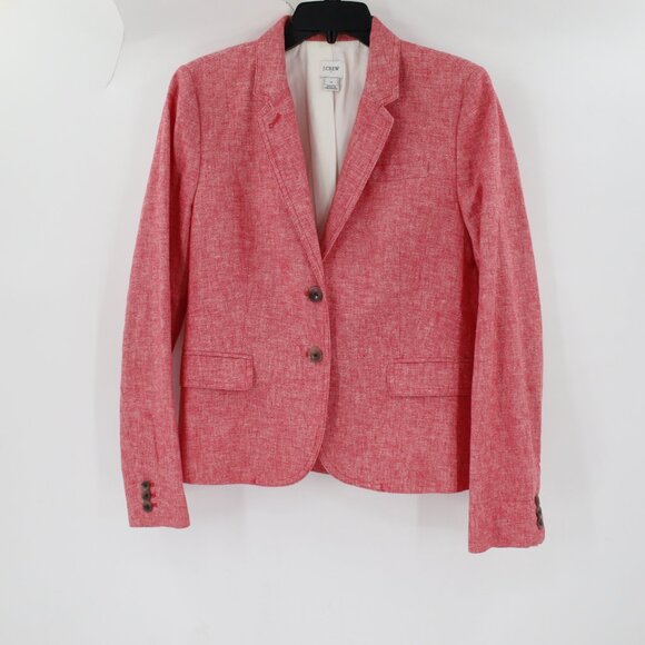 J. Crew Jackets & Blazers - J crew Blazer Women's 12 Linen Cotton Blend Two Button Schoolboy Blazer pink